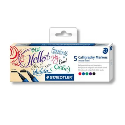 STAEDTLER Calligraphy Markers, Double ended, 5 pcs