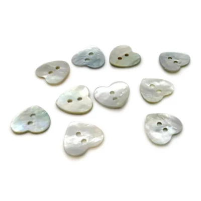HobbyArts Mother of Pearl Buttons Heart, 10 pcs