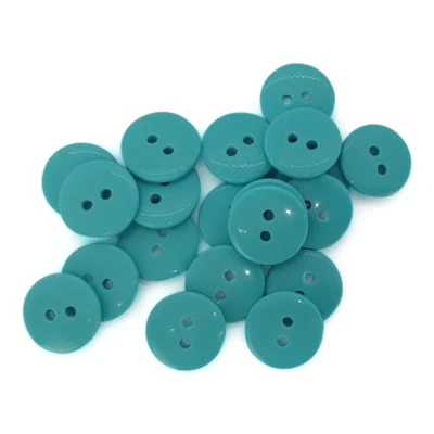 HobbyArts Round Plastic Buttons Aqua, 20 pcs