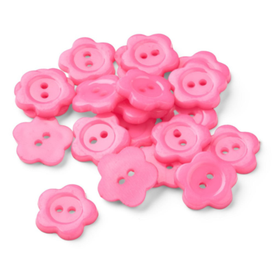 HobbyArts Plastic buttons Pink Flower 15 mm, 20 pcs
