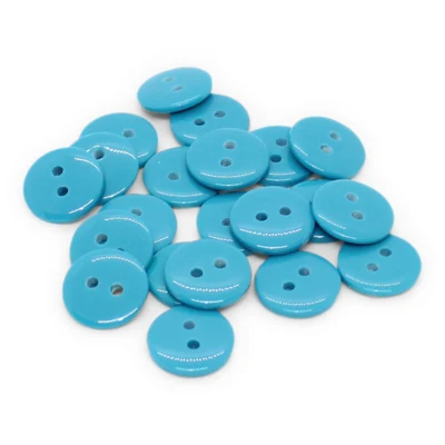 HobbyArts Round Plastic Buttons Turquoise, 20 pcs