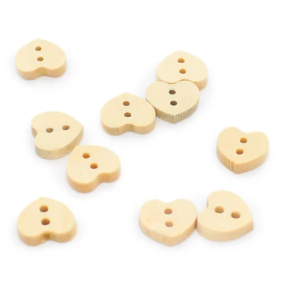 HobbyArts Wooden Buttons Heart 11.5 mm, 10 pcs