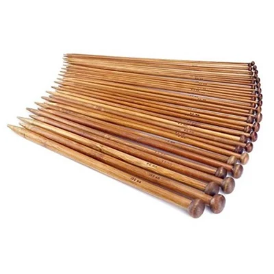 Single Pointed Needle Set, Dark bamboo, 2-10 mm, 18 size, 35 cm
