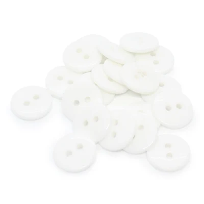 HobbyArts Round Plastic Buttons White, 20 pcs