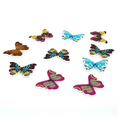 HobbyArts Wooden Buttons Butterfly, 28mm, 10 pcs
