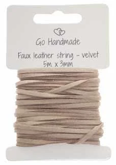 Go Handmade Faux Leather String - Velvet (5 x 3 mm)