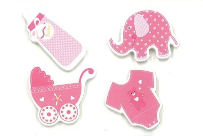 Wooden stickers Pink, 12 pcs