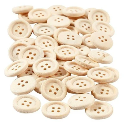 Wooden buttons 15 mm, 50 pcs