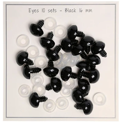 Go Handmade Safety Eyes Black 16 mm (10 pairs)