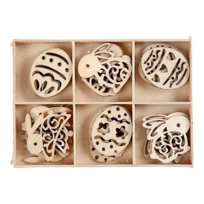 Wooden decorations Easter eggs and rabbits 40 mm, 24 motifs