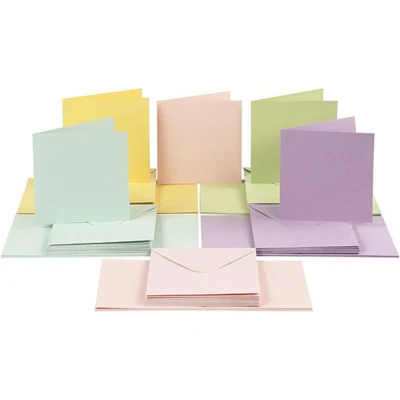 Cards and envelopes, short 15 x 15 cm, envelope 16 x 16 cm, 50 sets