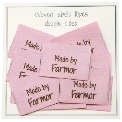 Go Handmade Woven Label, Double-sided, Pink, 35 x 19 mm, 10 pcs