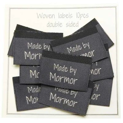 Go Handmade Woven Label, Double-sided, Gray, 35 x 19 mm, 10 pcs