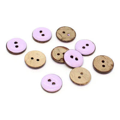 HobbyArts Glazed Coconut buttons Light purple 15 mm, 10 pcs