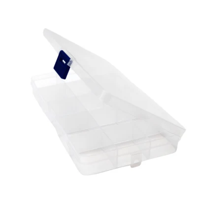 Plastic box with lid Transparent 17.6 x 10 cm, 15 compartments