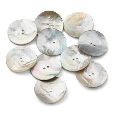 HobbyArts Mother of Pearl Buttons, White, 34 mm, 10 pcs
