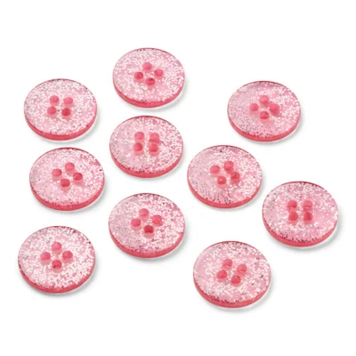 LindeHobby Glitter Buttons, Pink, 15 mm, 10 pcs