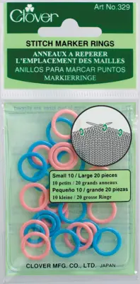 Clover Stitch Marker Rings, Small (pink/blue)
