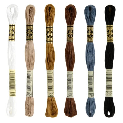 DMC Mouliné Spécial 25 Embroidery Thread, Uni Colours, Neutral Shades
