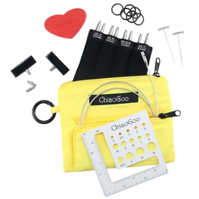 ChiaoGoo Interchangeable Circular Needle Set Twist Yellow Shorties, Large, 8 cm