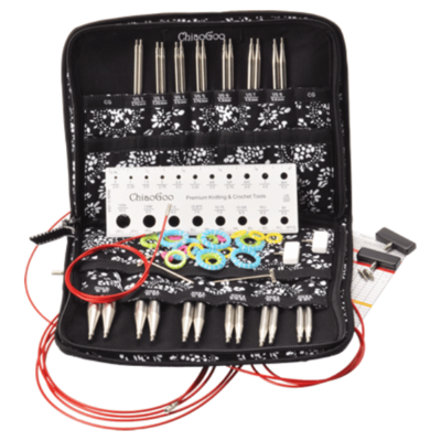 ChiaoGoo Interchangeable Circular Needle Set Twist Red Lace, Complete, 10 cm