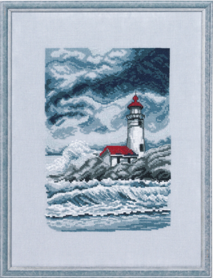 Embroidery Kit Lighthouse stormy weather R5636 26 x 35 cm / 10.24 x 13.78 in
