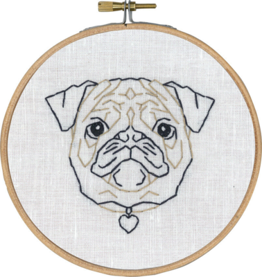 Embroidery Kit Pug in Line Art w/5810/13