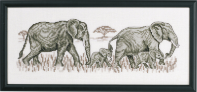 Embroidery Kit Elephants R5496 36 x 15 cm / 14.17 x 5.91 in