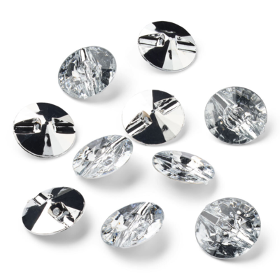LindeHobby Crystal Buttons, Clear, 20 mm, 10 pcs