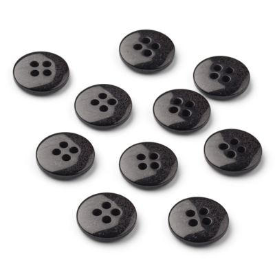 LindeHobby Glitter Buttons, Black, 12 mm, 10 pcs