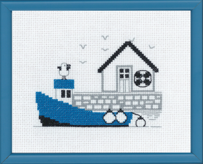 Embroidery Kit Blue Boat R5741 18 x 14 cm / 7.09 x 5.51 in