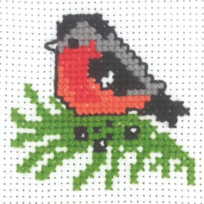 Embroidery Kit Bullfinch 10 x 10 cm / 3.94 x 3.94 in