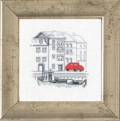 Embroidery Kit Harbor/car 9 x 9 cm / 3.54 x 3.54 in R5370