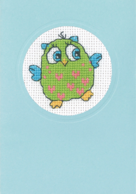 Embroidery Kit Owl with Green Body 9 x 13 cm / 3.54 x 5.12 in