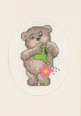 Embroidery Kit Watering can bear 9 x 13 cm / 3.54 x 5.12 in