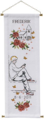 Embroidery Kit Confirmation Boy 14 x 41 cm / 5.51 x 16.14 in B/5205/14