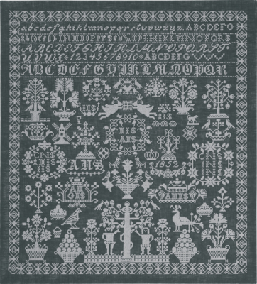 Embroidery Kit Gray sampler 54 x 59 cm / 21 x 23 in