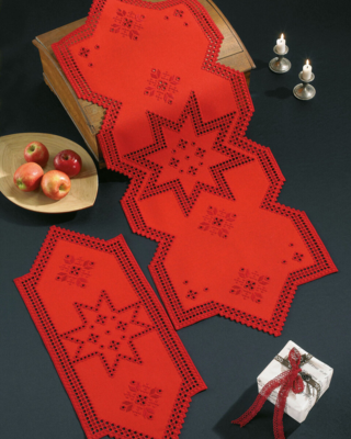Embroidery Kit Hardanger with red star 27 x 65 cm / 10.63 x 25.59 in