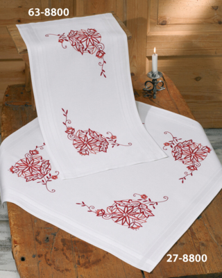 Embroidery Kit Redwork 40 x 80 cm / 15.75 x 31.50 in
