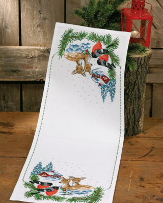 Embroidery Kit Roe Deer in the Snow 33 x 90 cm / 12.99 x 35.43 in