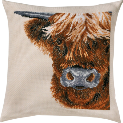 Embroidery Kit Scottish Highland Cow 40x40 cm / 16x16 in