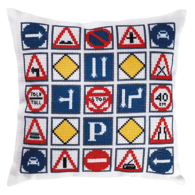 Embroidery Kit Traffic signs 36x36 cm / 14.17x14.17 in