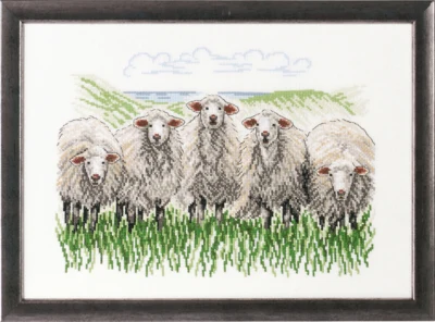 Embroidery Kit Sheep in the Field R5344 41 x 29 cm / 16 x 11 in