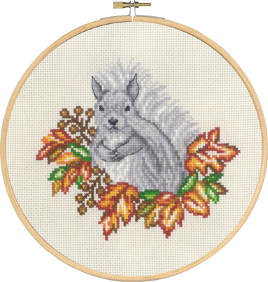 Embroidery Kit Squirrel autumn w/5810/20 20Ø cm / 8 dia. in