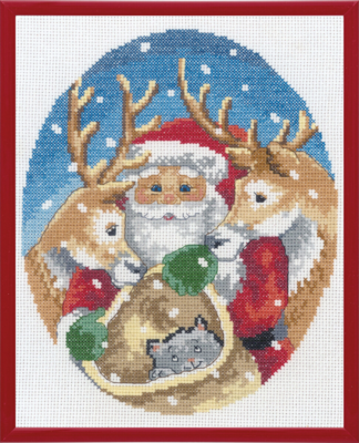 Embroidery Kit Santa Claus with Reindeer R5798 20 x 25 cm / 8 x 10 in
