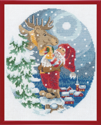 Embroidery Kit Gnome with Moose R5798 20 x 25 cm / 7.87 x 9.84 in