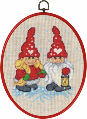 Embroidery Kit Pair of Elves / Lantern 20 x 26 cm / 8 x 10 in