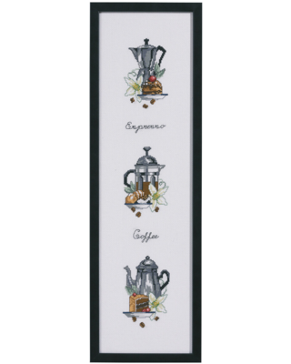 Embroidery Kit Three coffee pots 15 x 55 cm / 5.91 x 21.65 in