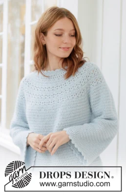 266-24 Blue Petal Sweater by DROPS Design