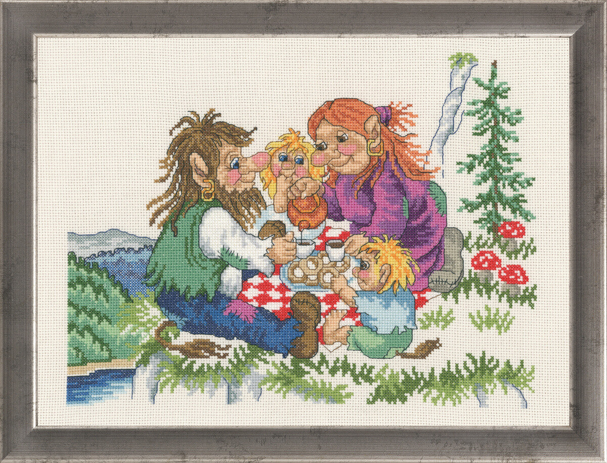 Buy Embroidery Kit Troll Family 14.57x11.42 in Today Low Prices